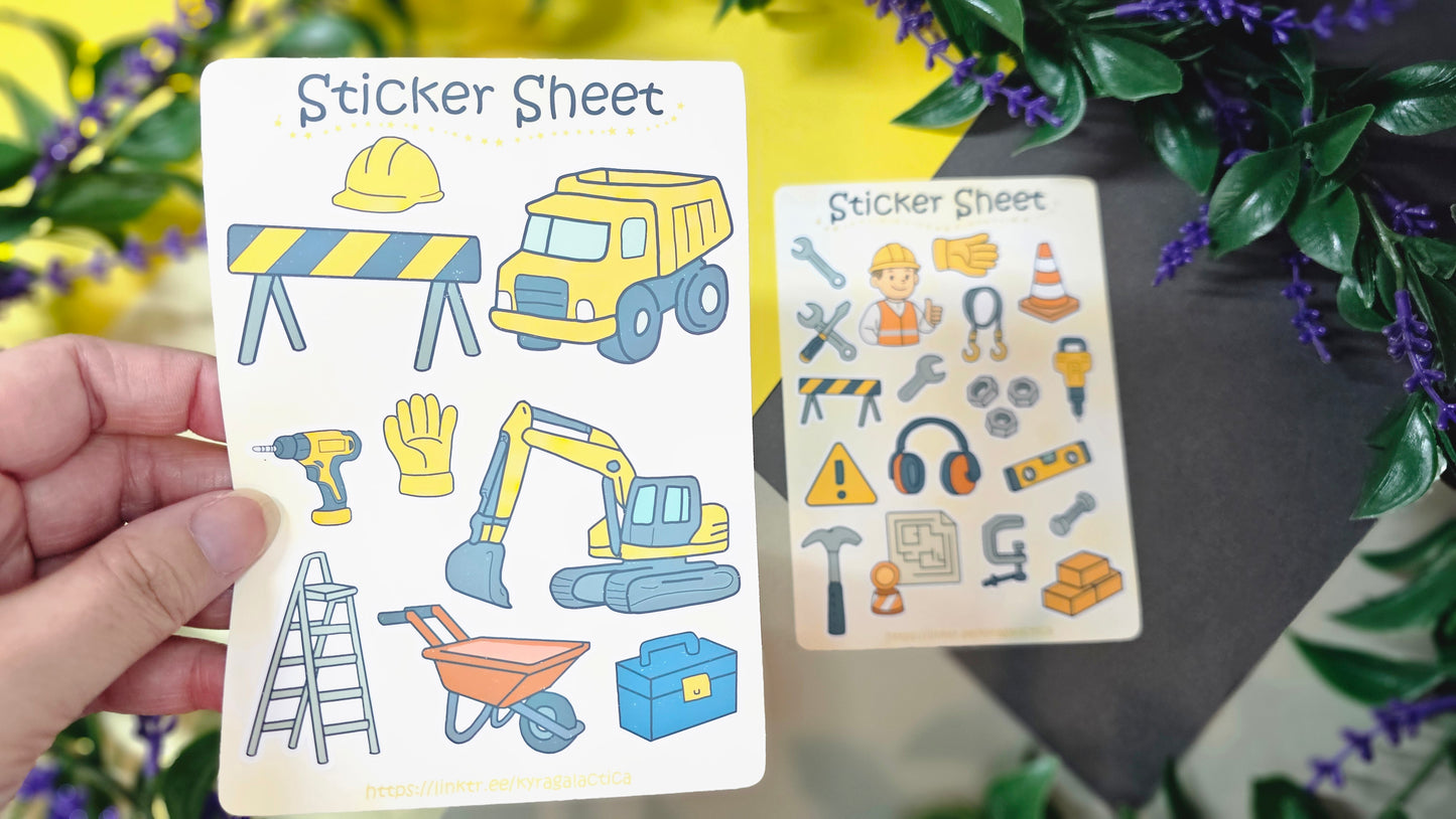 Construction site sticker set – 2 sheets