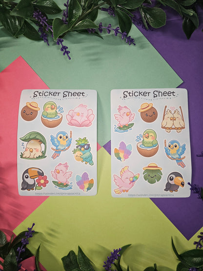 Tropical Birds Sticker Set – 2 Sheets