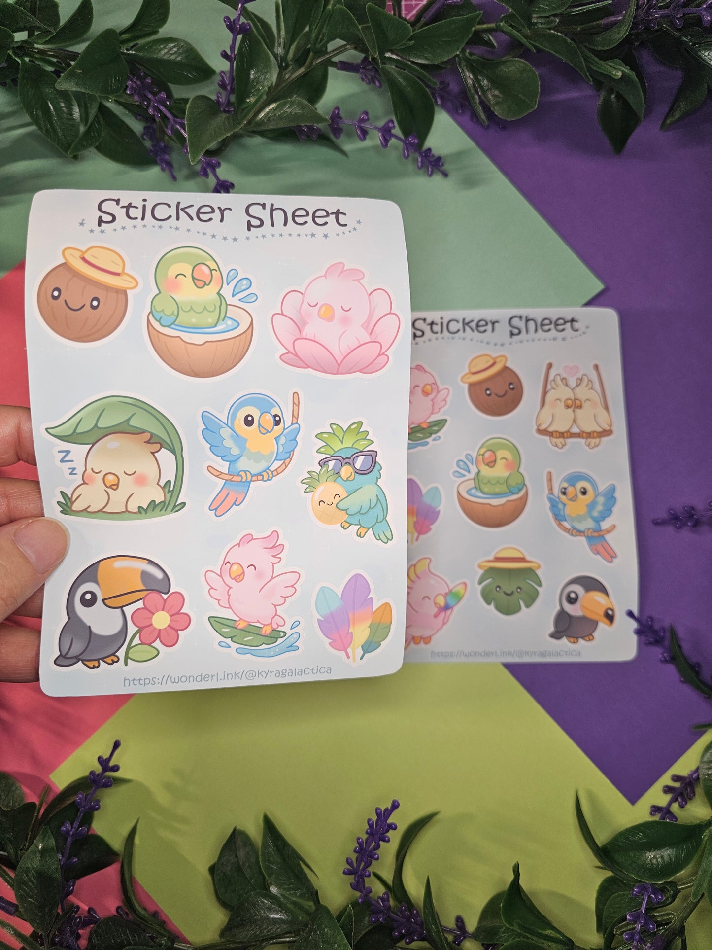 Tropical Birds Sticker Set – 2 Sheets