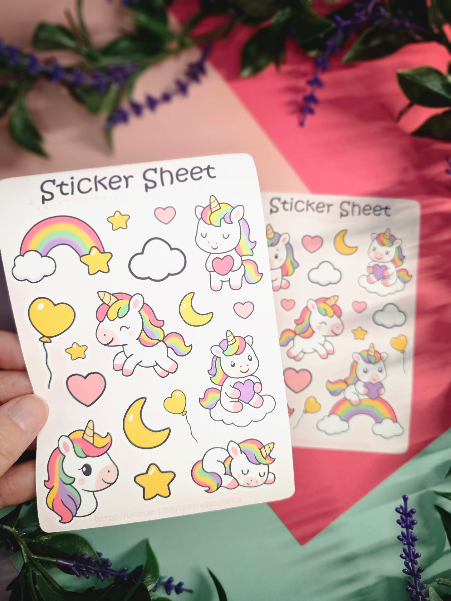 Einhörner Regenbogen Sticker Set – 2 Bögen