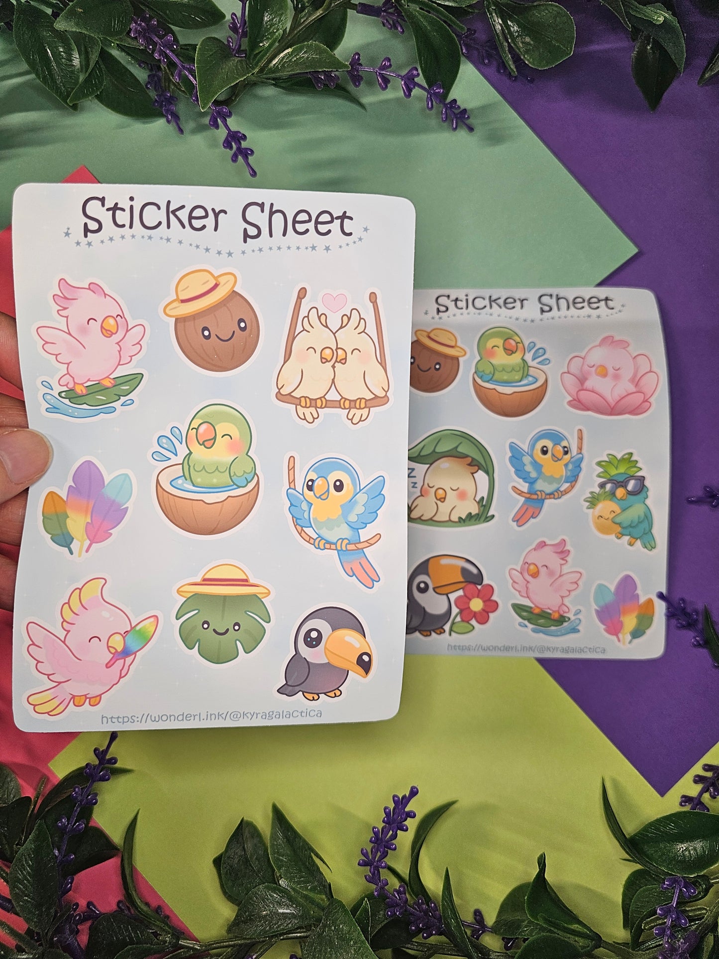 Tropical Birds Sticker Set – 2 Sheets