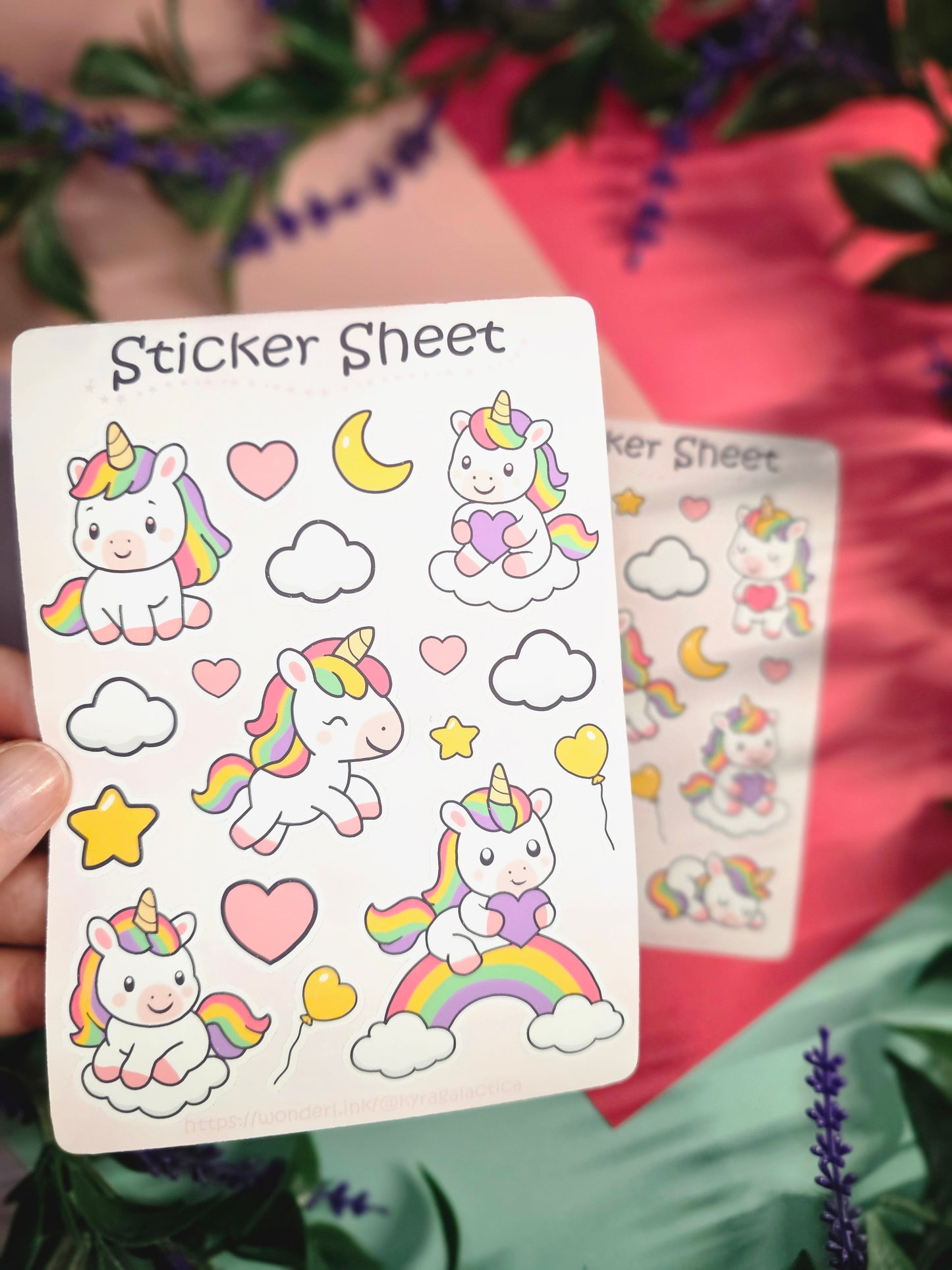 Einhörner Regenbogen Sticker Set – 2 Bögen