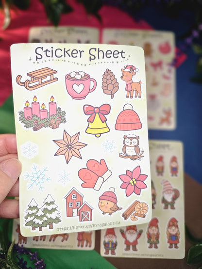 Winter and Christmas Sticker Set – 2, 3 or 5 sheets