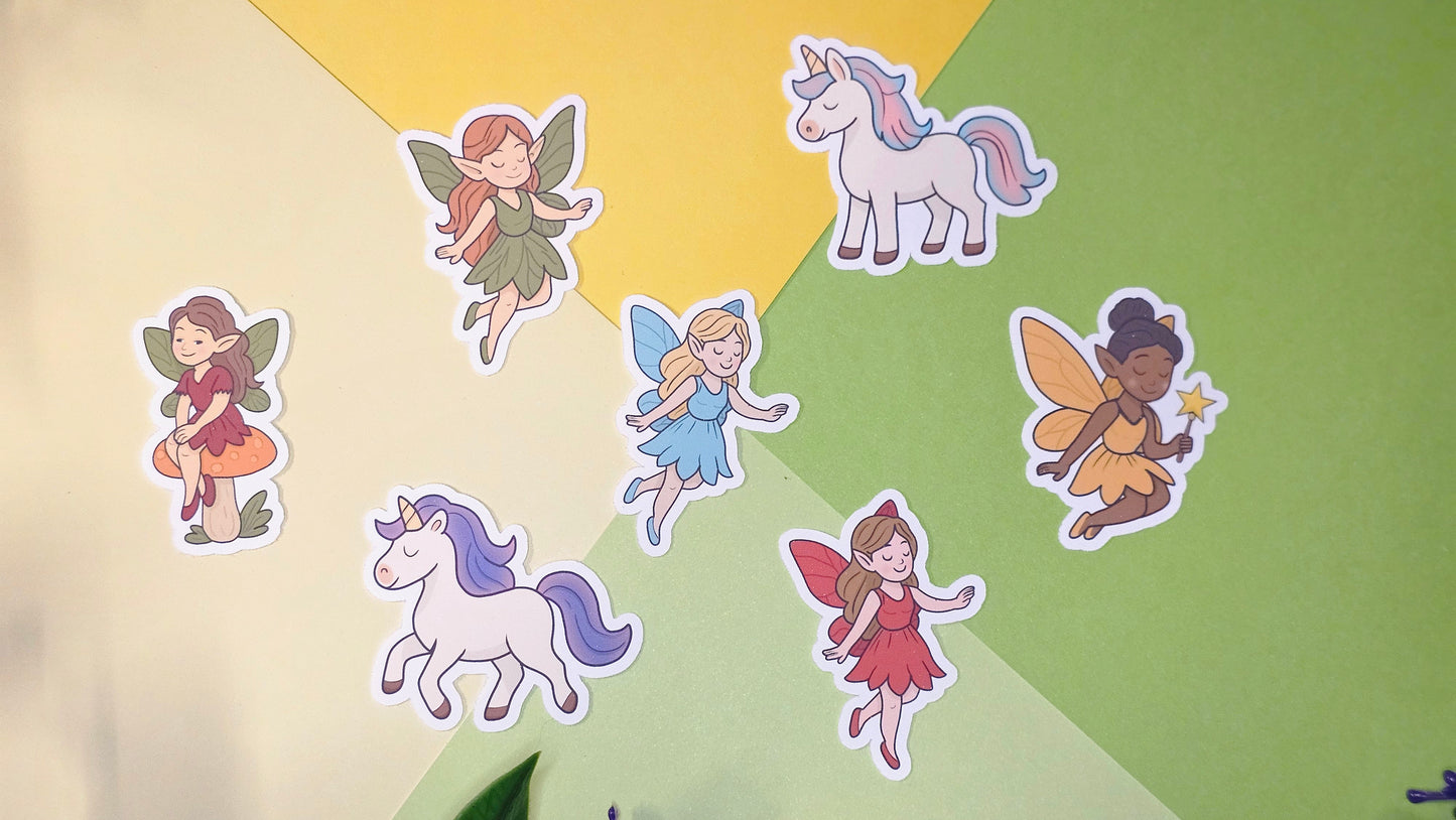 Single stickers - fairies and unicorns