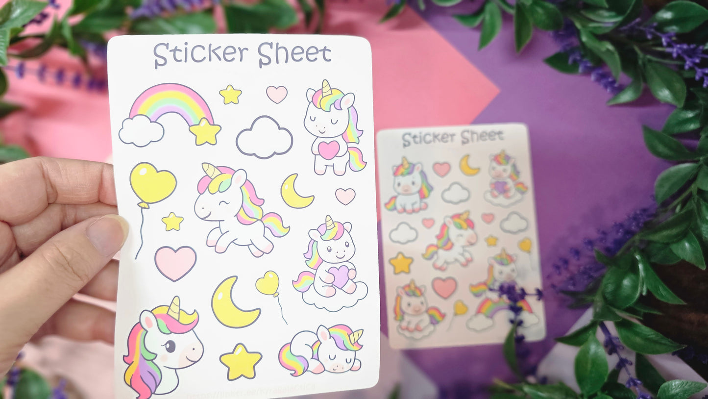 Unicorns Rainbow Sticker Set – 2 Sheets