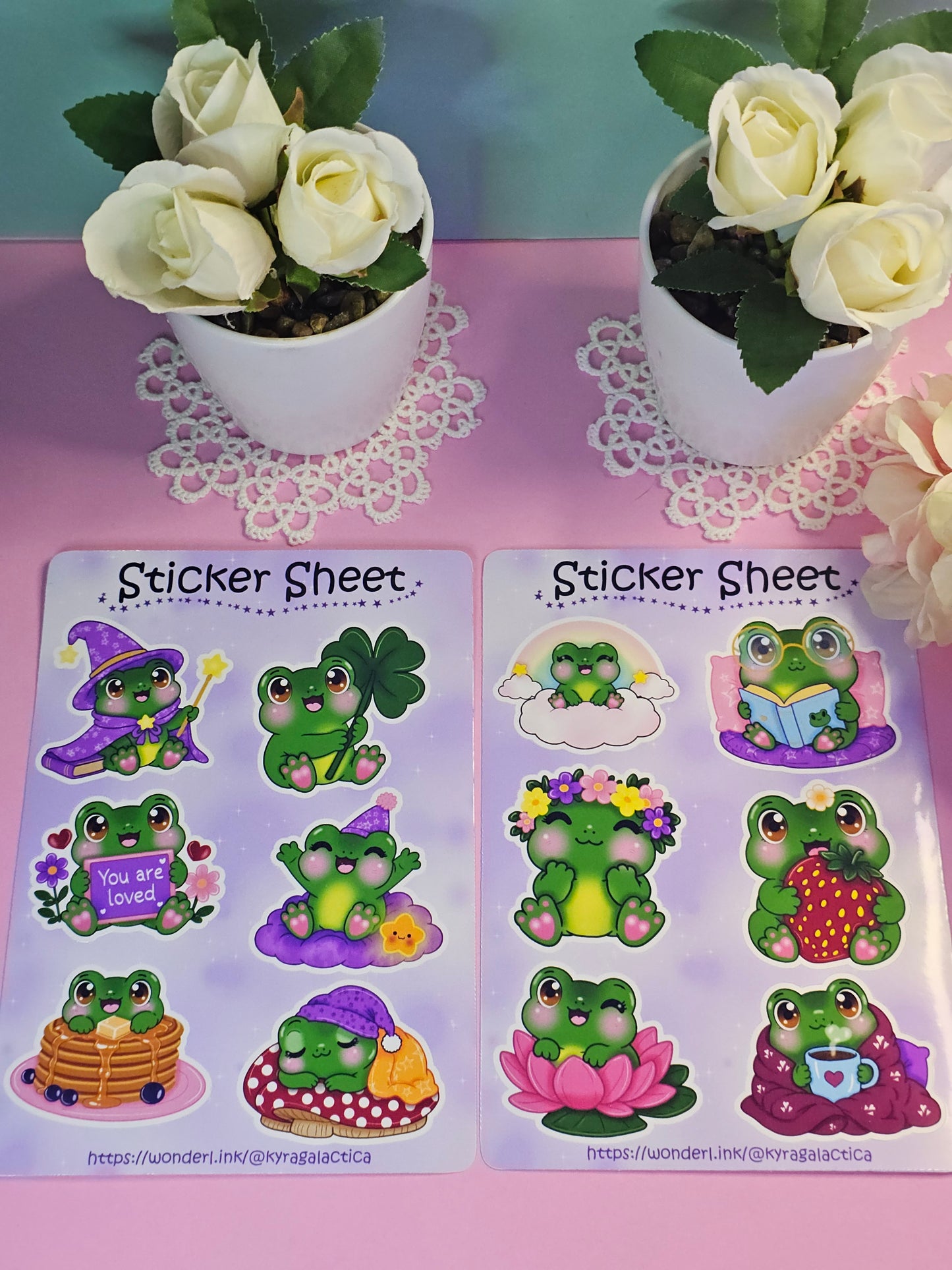 Süße Frösche Sticker Set - 2 Bögen