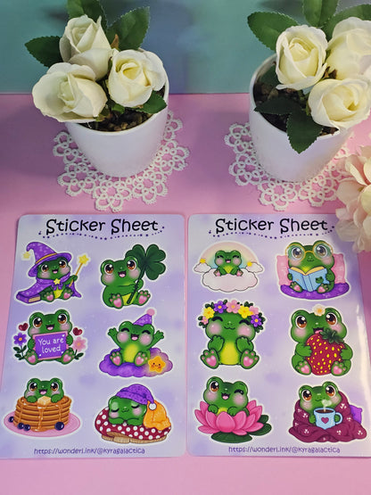 Süße Frösche Sticker Set - 2 Bögen