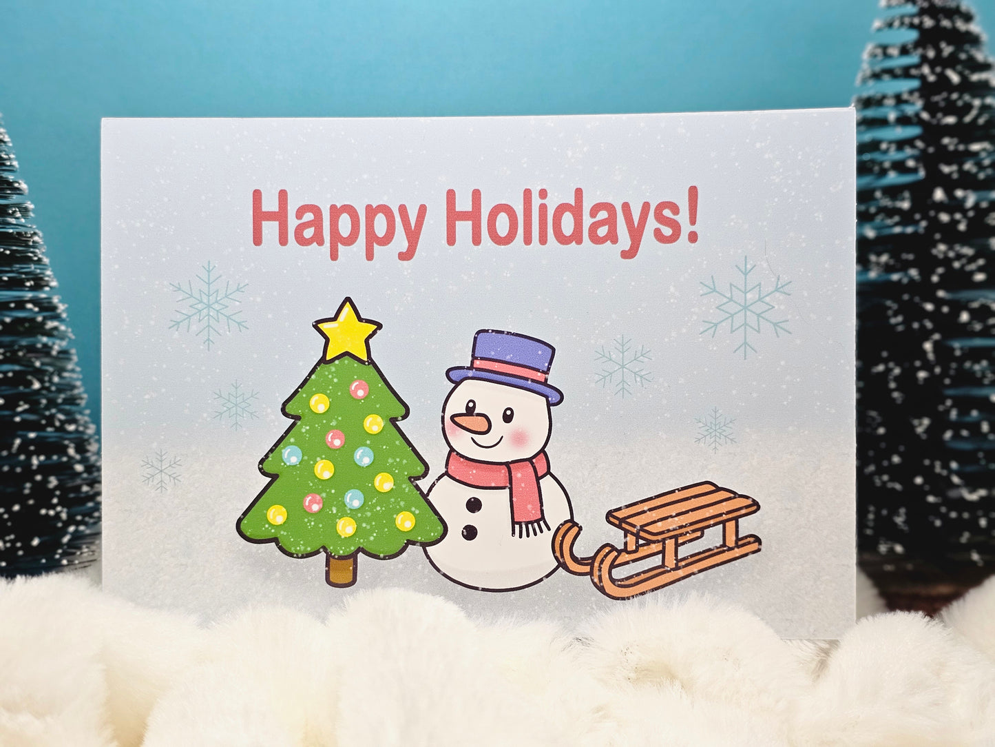 Weihnachtspostkarte –  „Happy Holidays!“