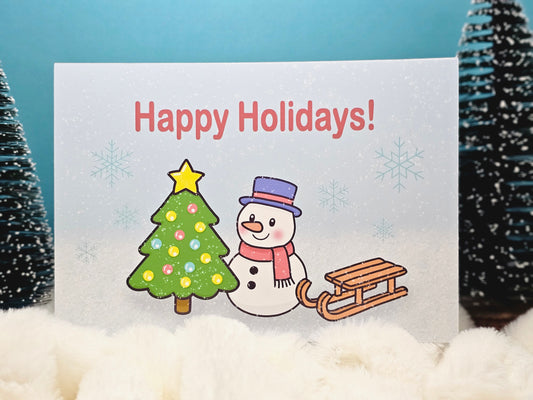 Weihnachtspostkarte –  „Happy Holidays!“