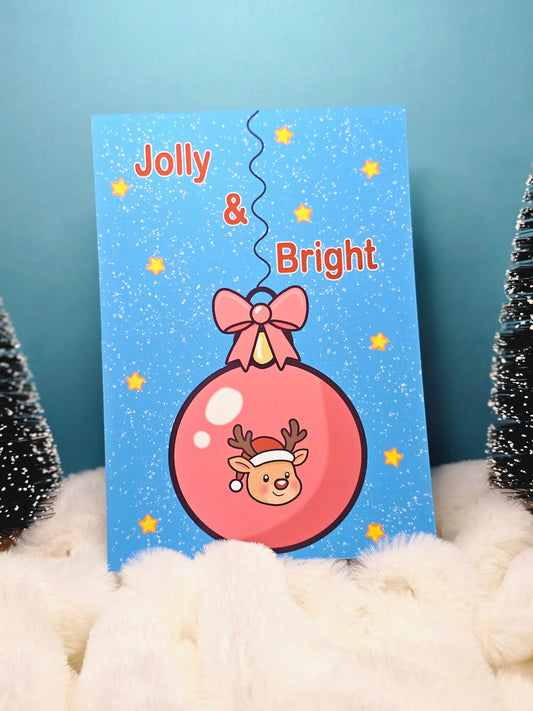 Weihnachtspostkarte –  „Jolly & Bright“