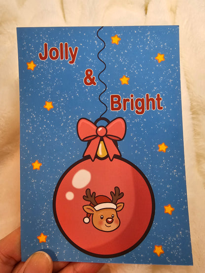 Weihnachtspostkarte –  „Jolly & Bright“