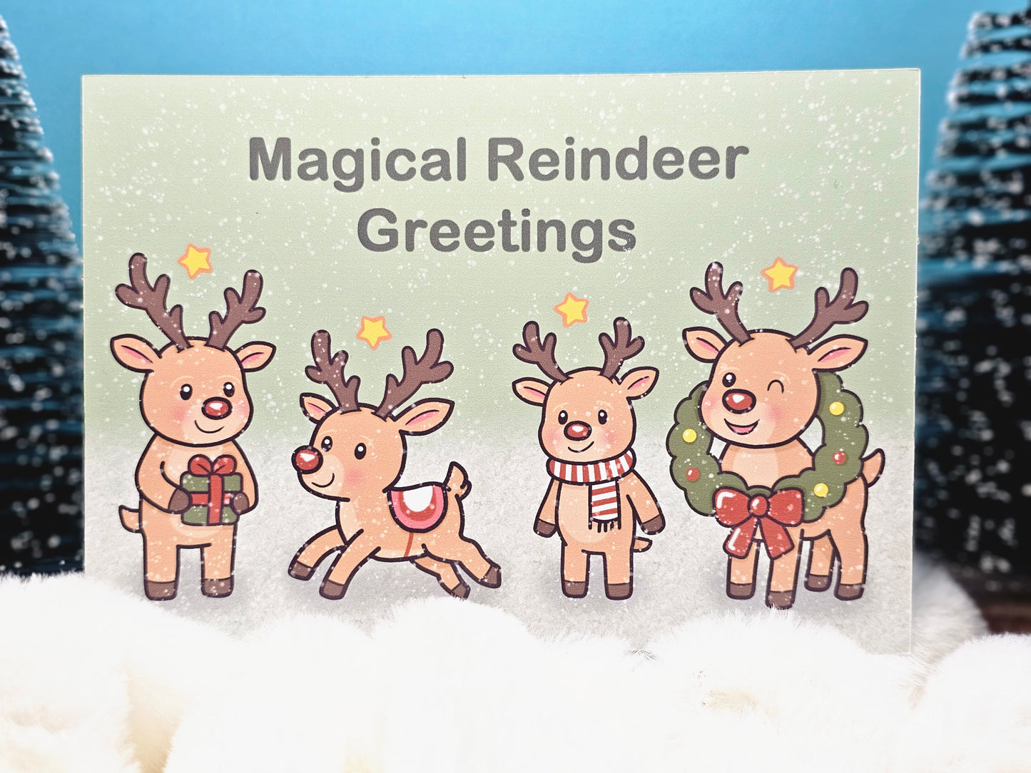 Weihnachtspostkarte – „Magical Reindeer Greetings“