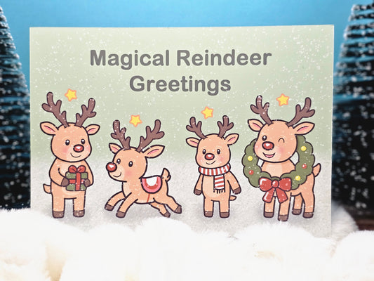 Weihnachtspostkarte – „Magical Reindeer Greetings“