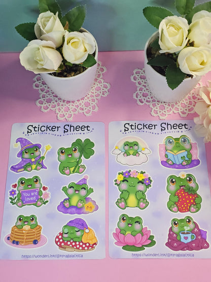 Süße Frösche Sticker Set - 2 Bögen