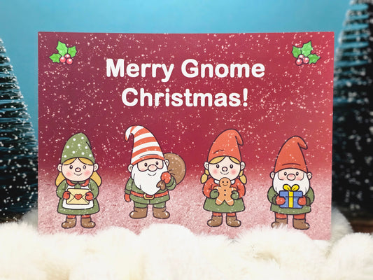 Weihnachtspostkarte –  „Merry Gnome Christmas!“