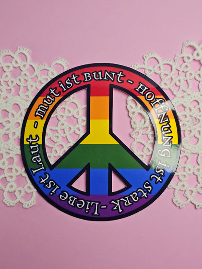 Einzelsticker - Peace Zeichen „Laut – Bunt – Hoffnung – Stark“