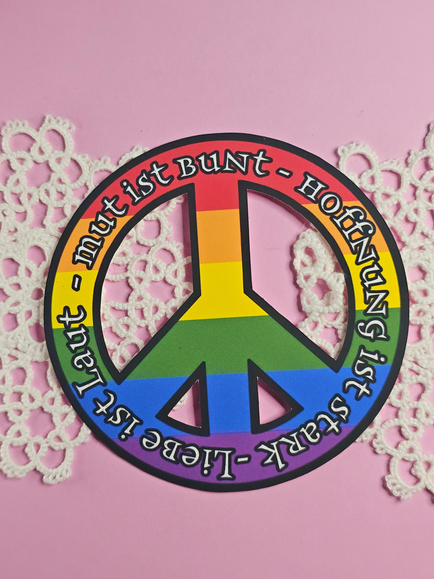 Einzelsticker - Peace Zeichen „Laut – Bunt – Hoffnung – Stark“