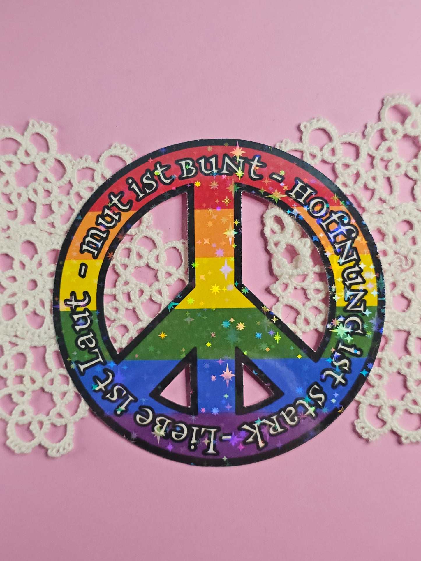 Einzelsticker - Peace Zeichen „Laut – Bunt – Hoffnung – Stark“