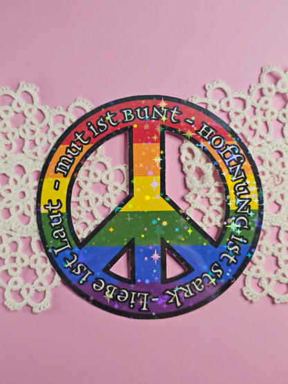 Einzelsticker - Peace Zeichen „Laut – Bunt – Hoffnung – Stark“
