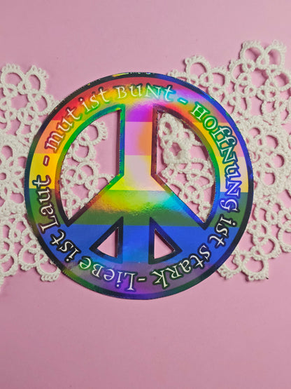 Einzelsticker - Peace Zeichen „Laut – Bunt – Hoffnung – Stark“