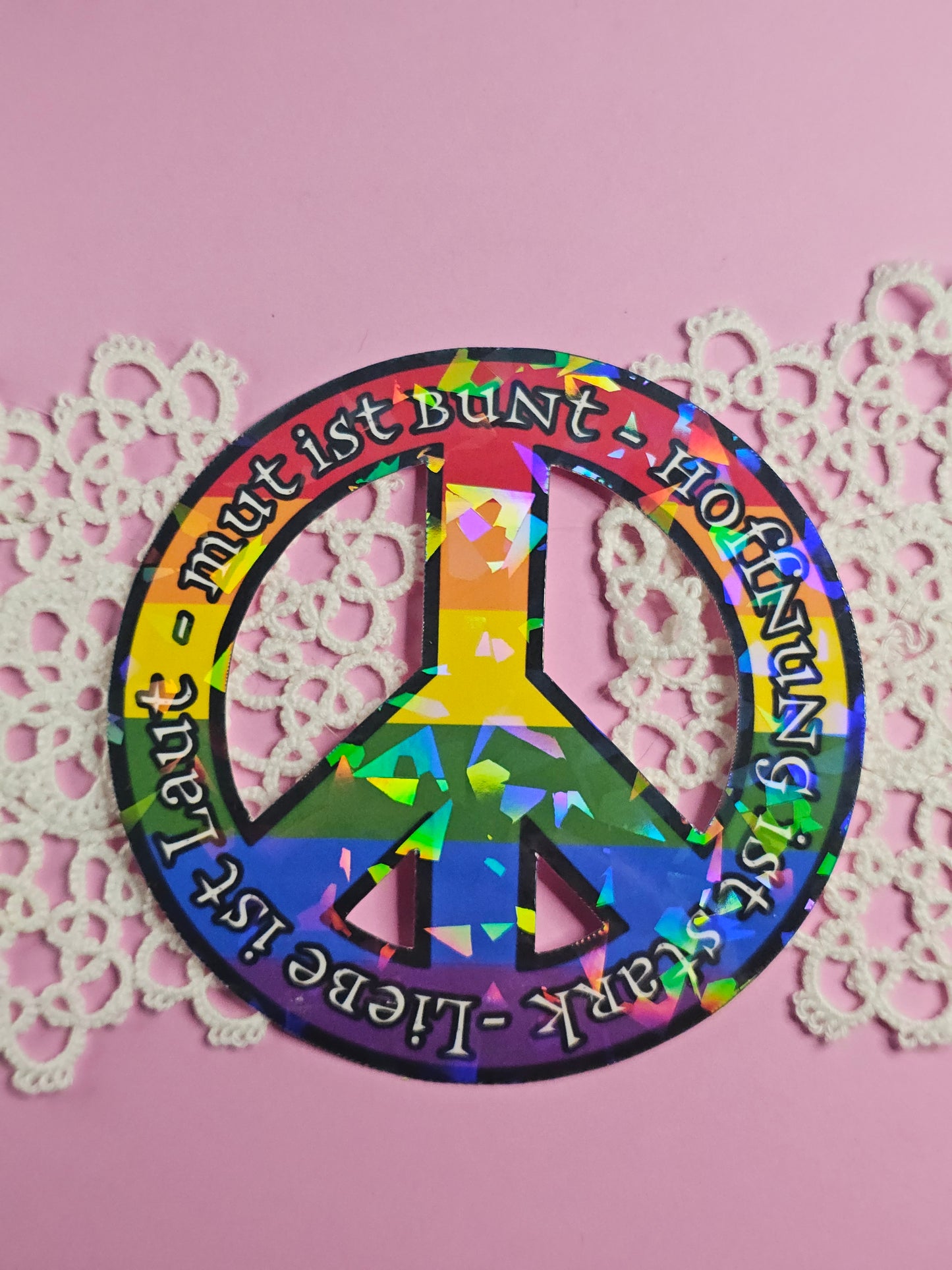 Einzelsticker - Peace Zeichen „Laut – Bunt – Hoffnung – Stark“