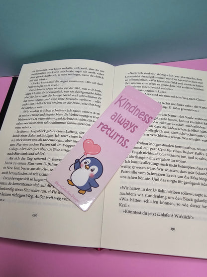 Sending Love Your Way | Kindness always returns | Pinguin - Lesezeichen - beidseitig bedruckt