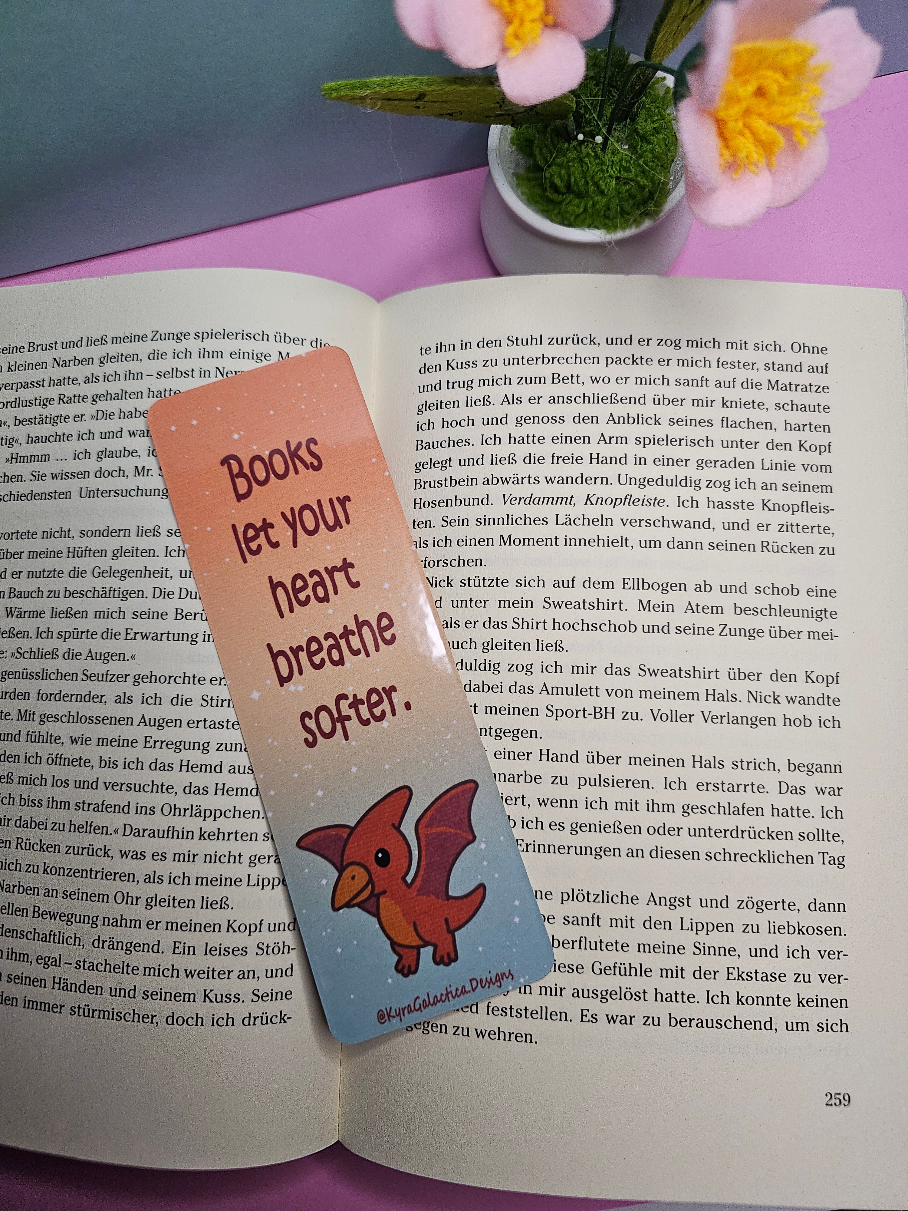 Flying Dino & Little Blue Dino - Bookmark - double-sided