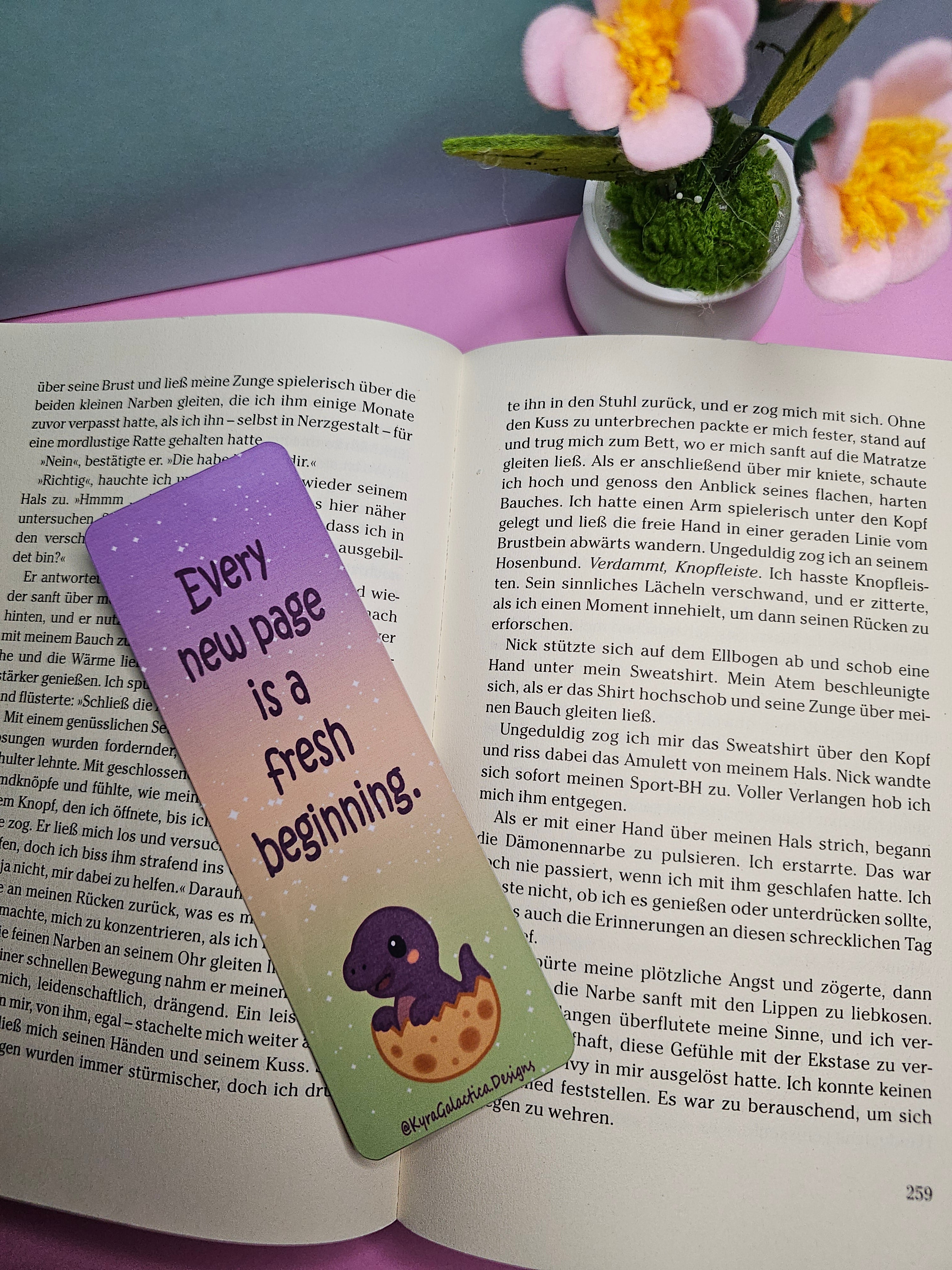 Dino in Egg & Green Dino - Bookmark - double-sided