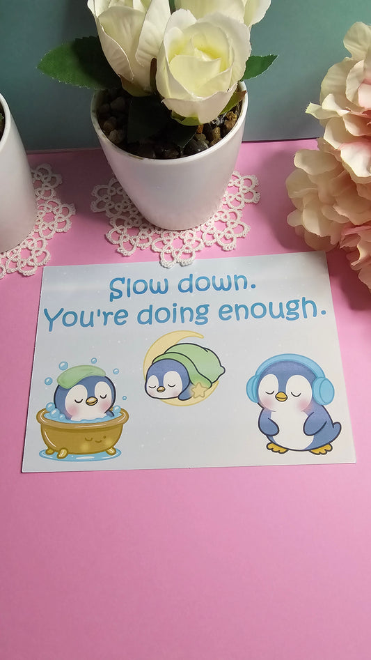 Pinguin Postkarte – Slow Moments