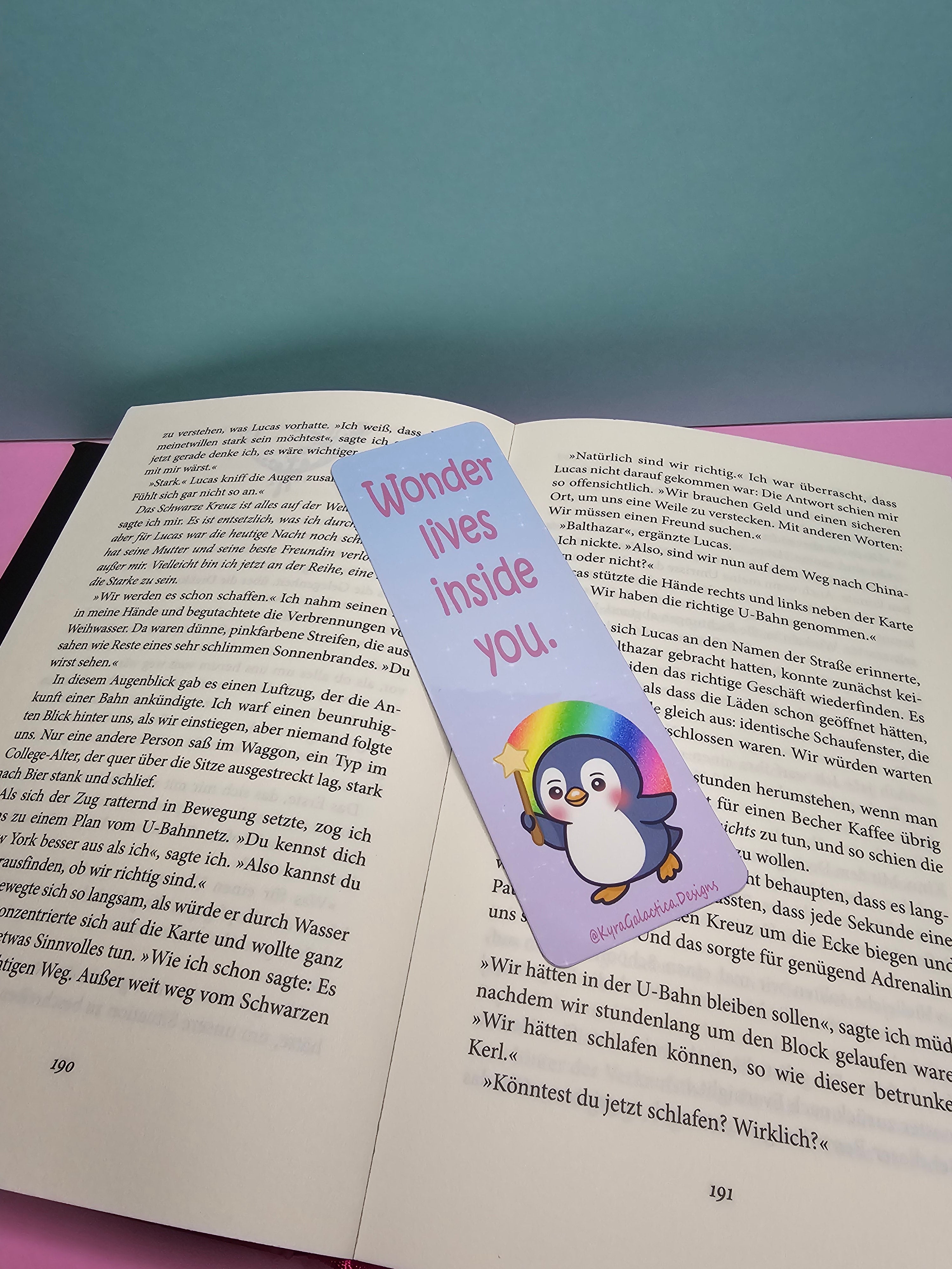 Stay Magical | Wonder Lives Inside You | Pinguin - Lesezeichen - beidseitig bedruckt