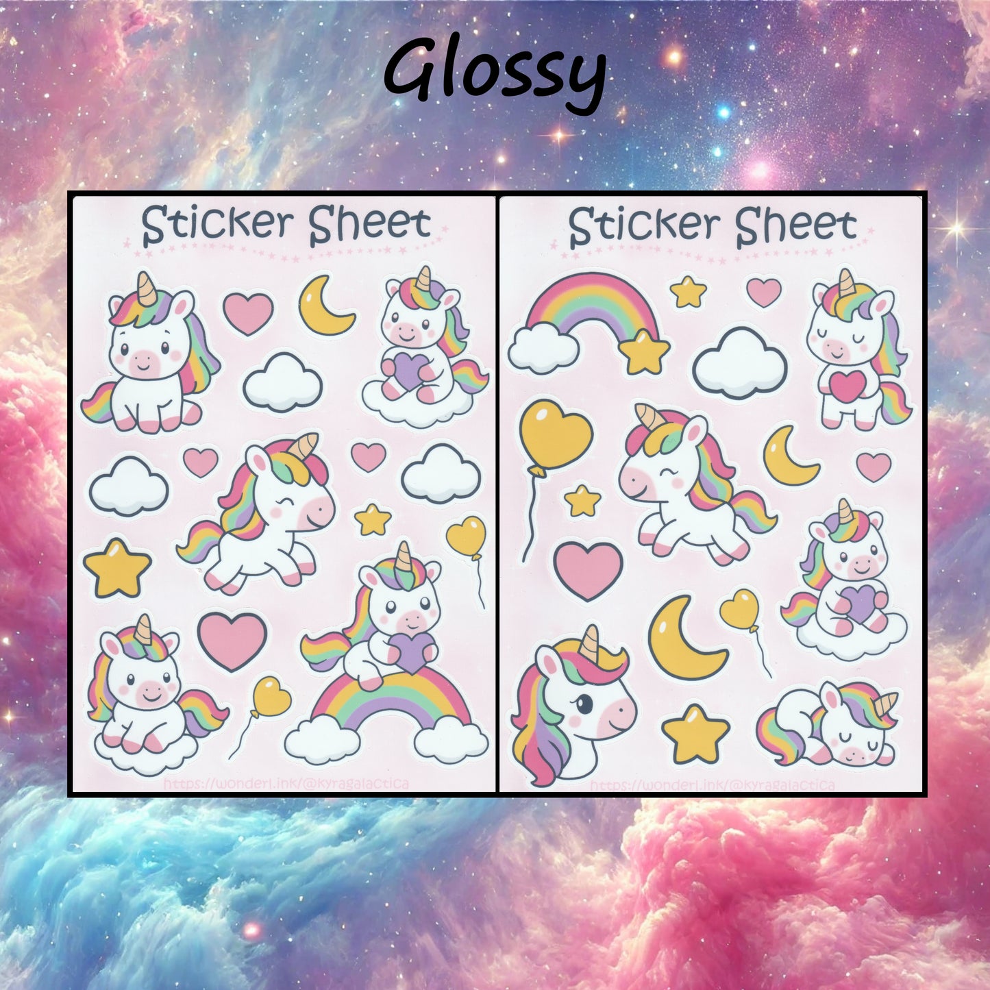 Einhörner Regenbogen Sticker Set – 2 Bögen