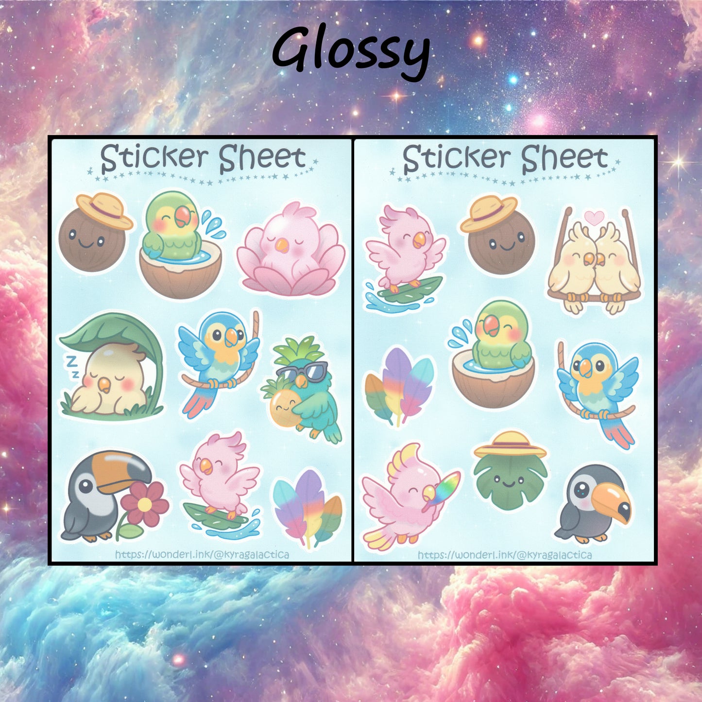 Tropical Birds Sticker Set – 2 Sheets