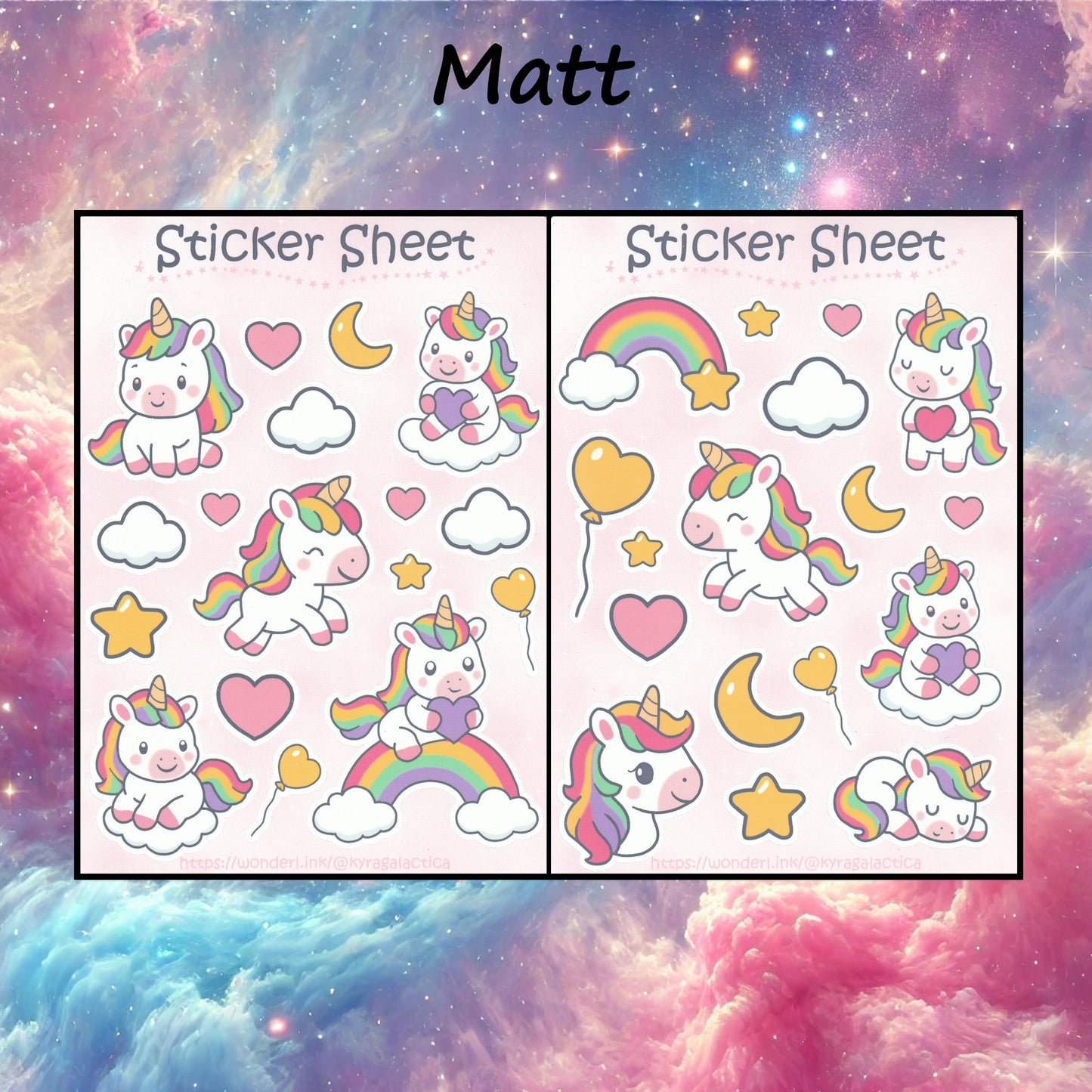 Einhörner Regenbogen Sticker Set – 2 Bögen