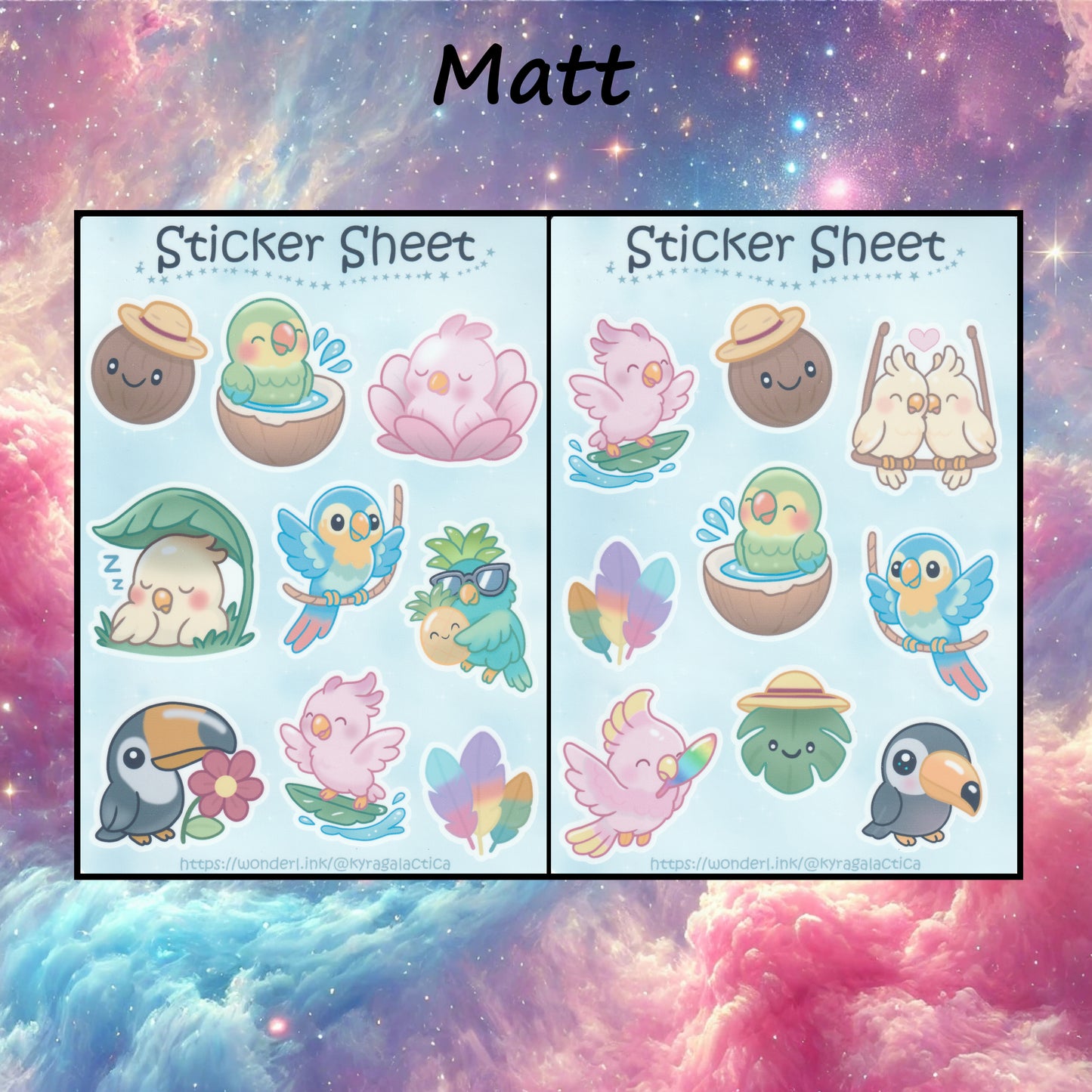 Tropical Birds Sticker Set – 2 Sheets