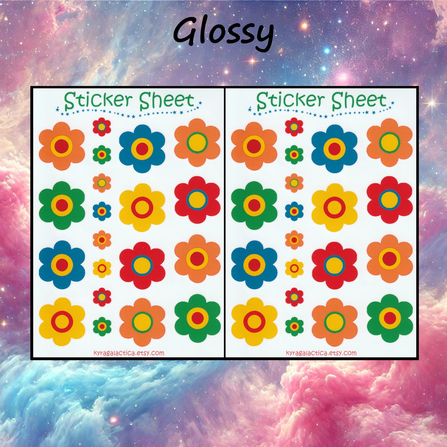 70s 80s 90s Flower Sticker Set - 2 Sheets