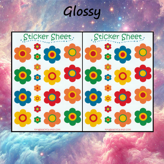 70s 80s 90s Flower Sticker Set - 2 Sheets