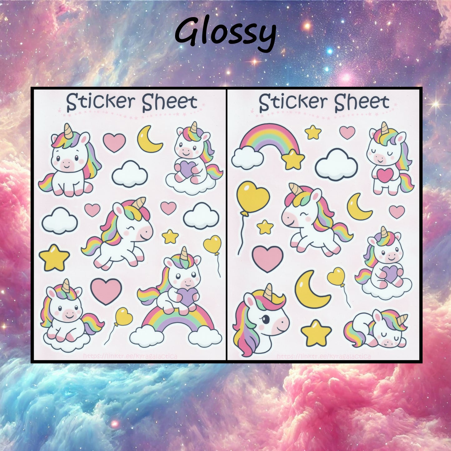 Unicorns Rainbow Sticker Set – 2 Sheets