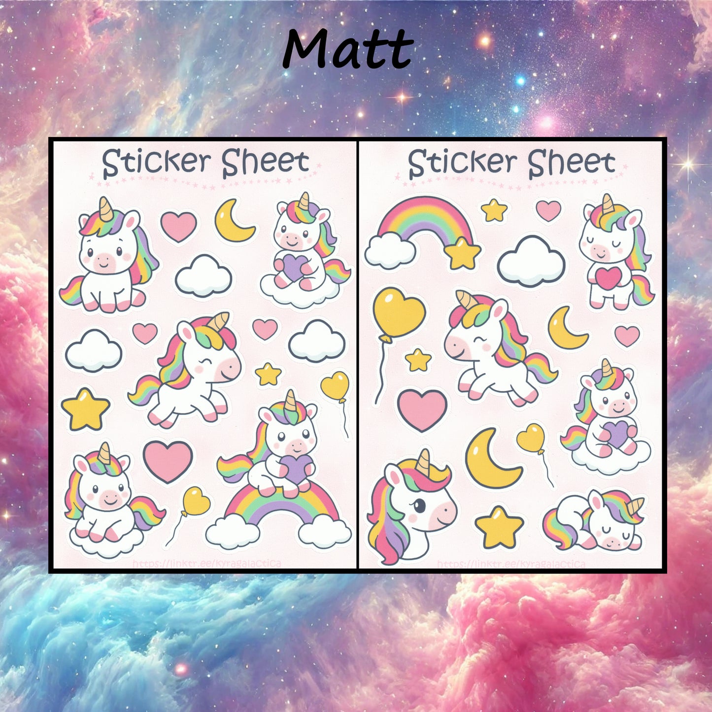 Unicorns Rainbow Sticker Set – 2 Sheets