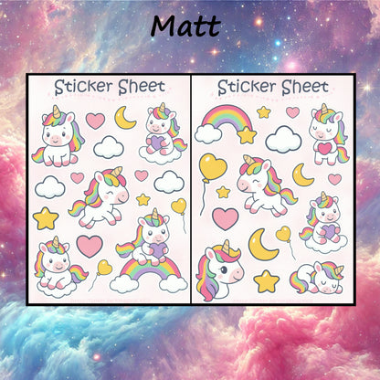 Unicorns Rainbow Sticker Set – 2 Sheets