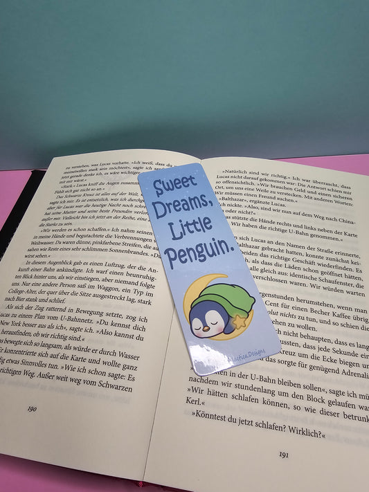 Sweet Dreams, Little Penguin | Rest & Recharge | Pinguin - Lesezeichen - beidseitig bedruckt
