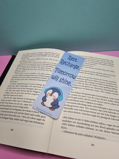 Sweet Dreams, Little Penguin | Rest & Recharge | Pinguin - Lesezeichen - beidseitig bedruckt