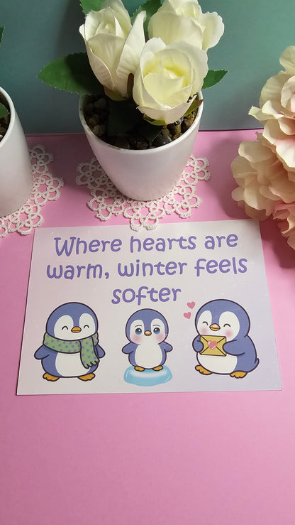 Pinguin Postkarte – Warm & Geborgen