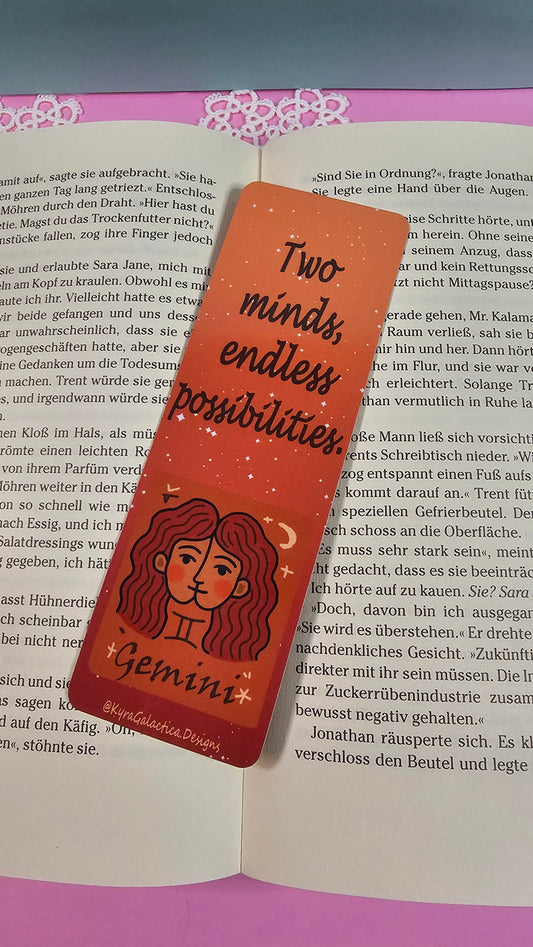 Zwillinge - Lesezeichen - beidseitig bedruckt